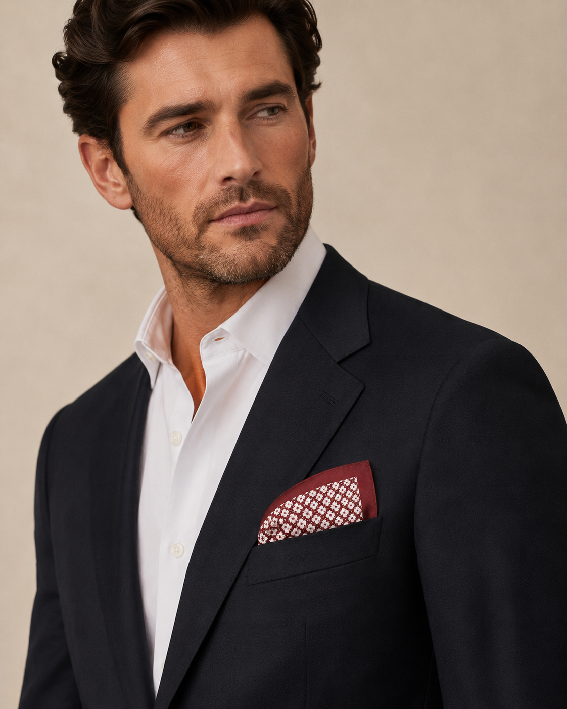 Burgundy Foulard Pocket Square for Men