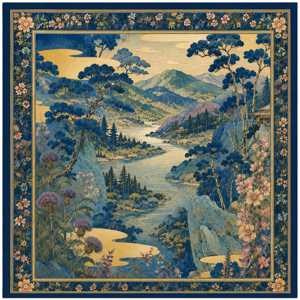 Midnight Valley Silk Scarf