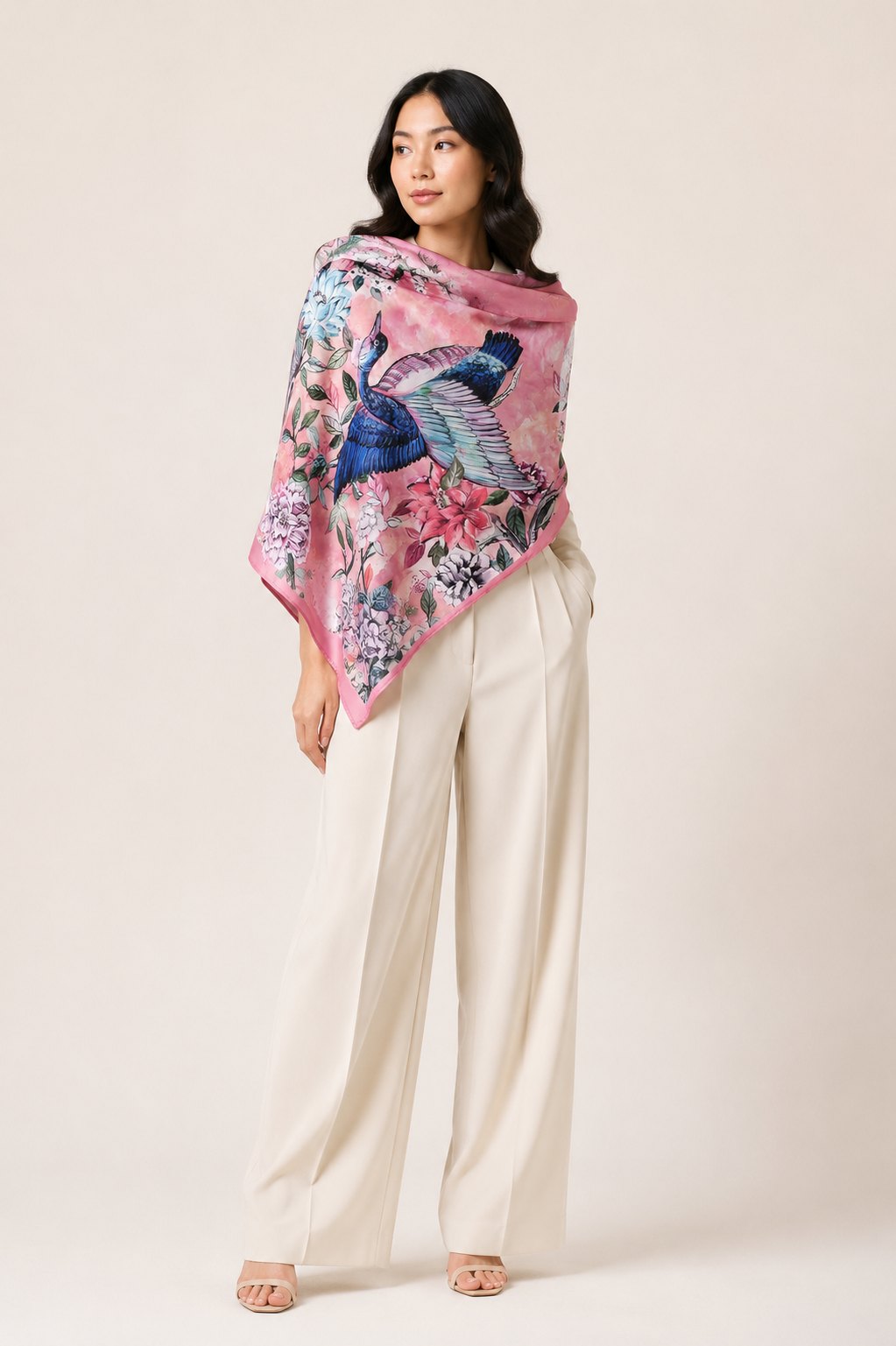 Bluebird Blossom Silk Scarf