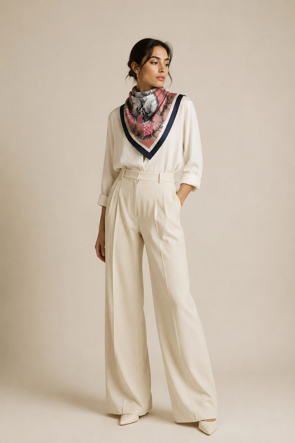 Blush Panther Silk Scarf for Women