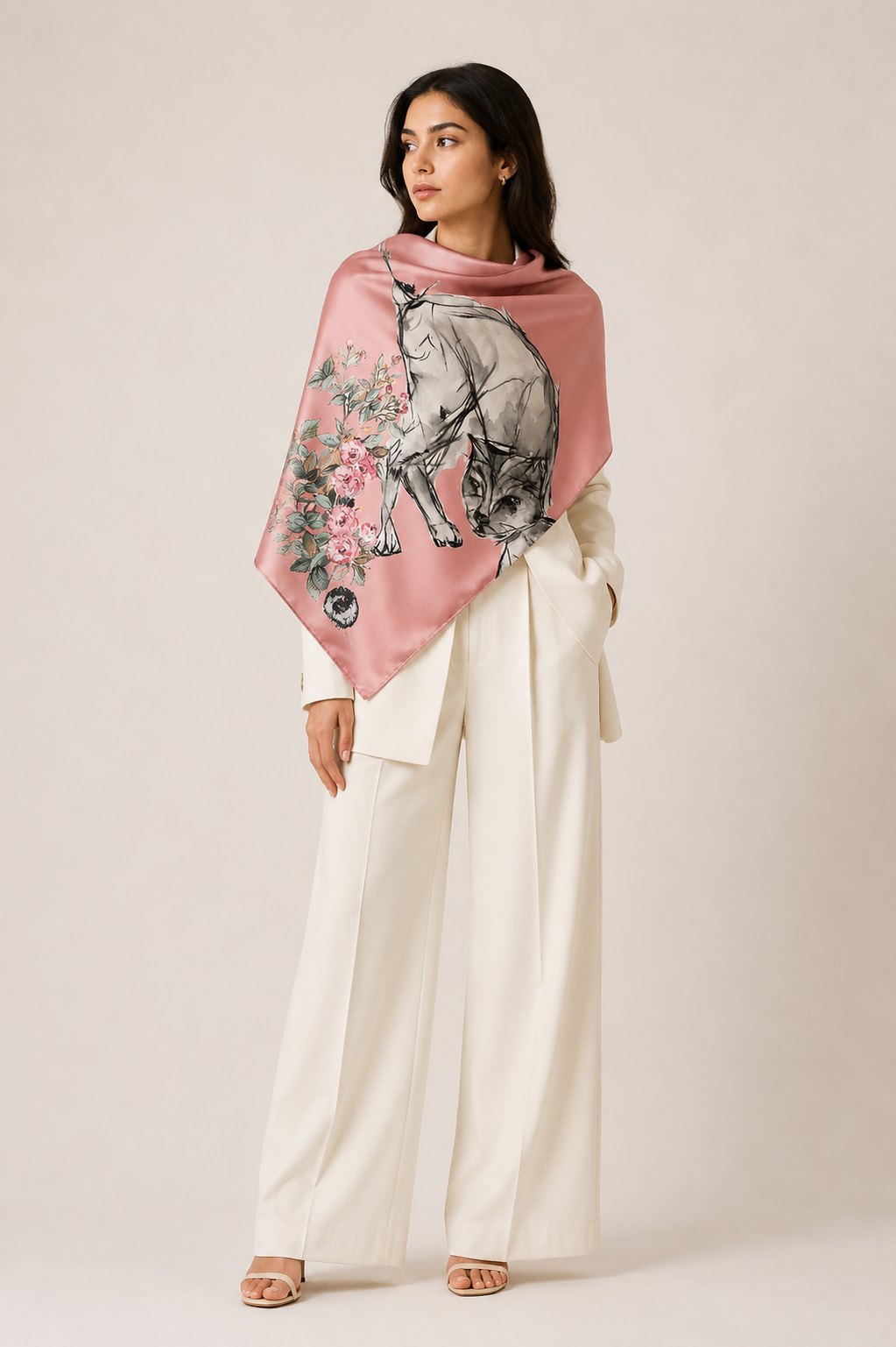 Blush Panther Silk Scarf