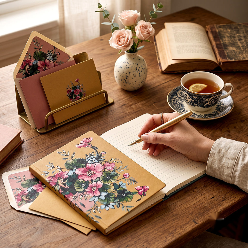 Blush Rose Stationery Set — detail