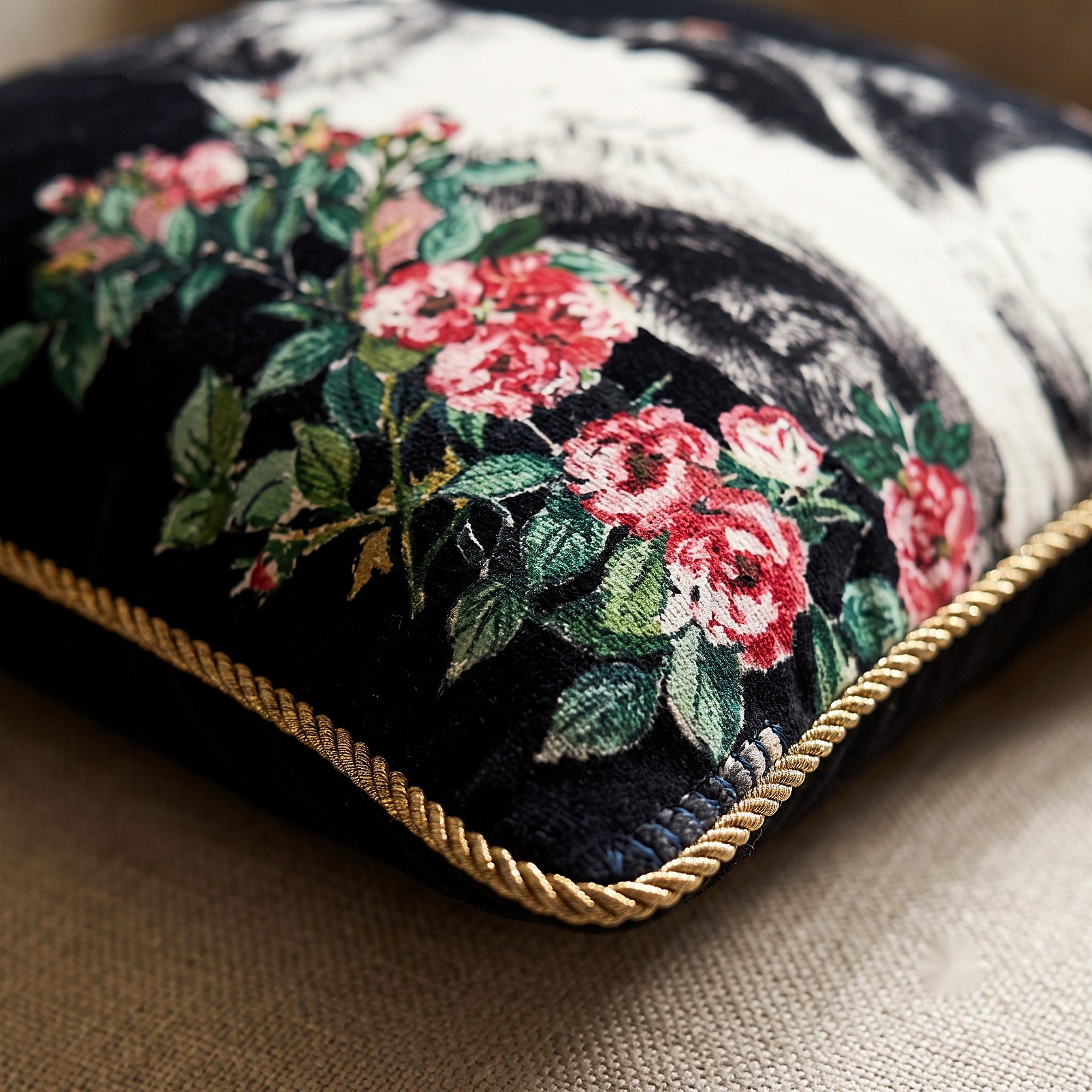 Cat And Roses Cushion — catalogue