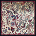 Jacobean paisley hand-painted silk scarf, 40x40 large square