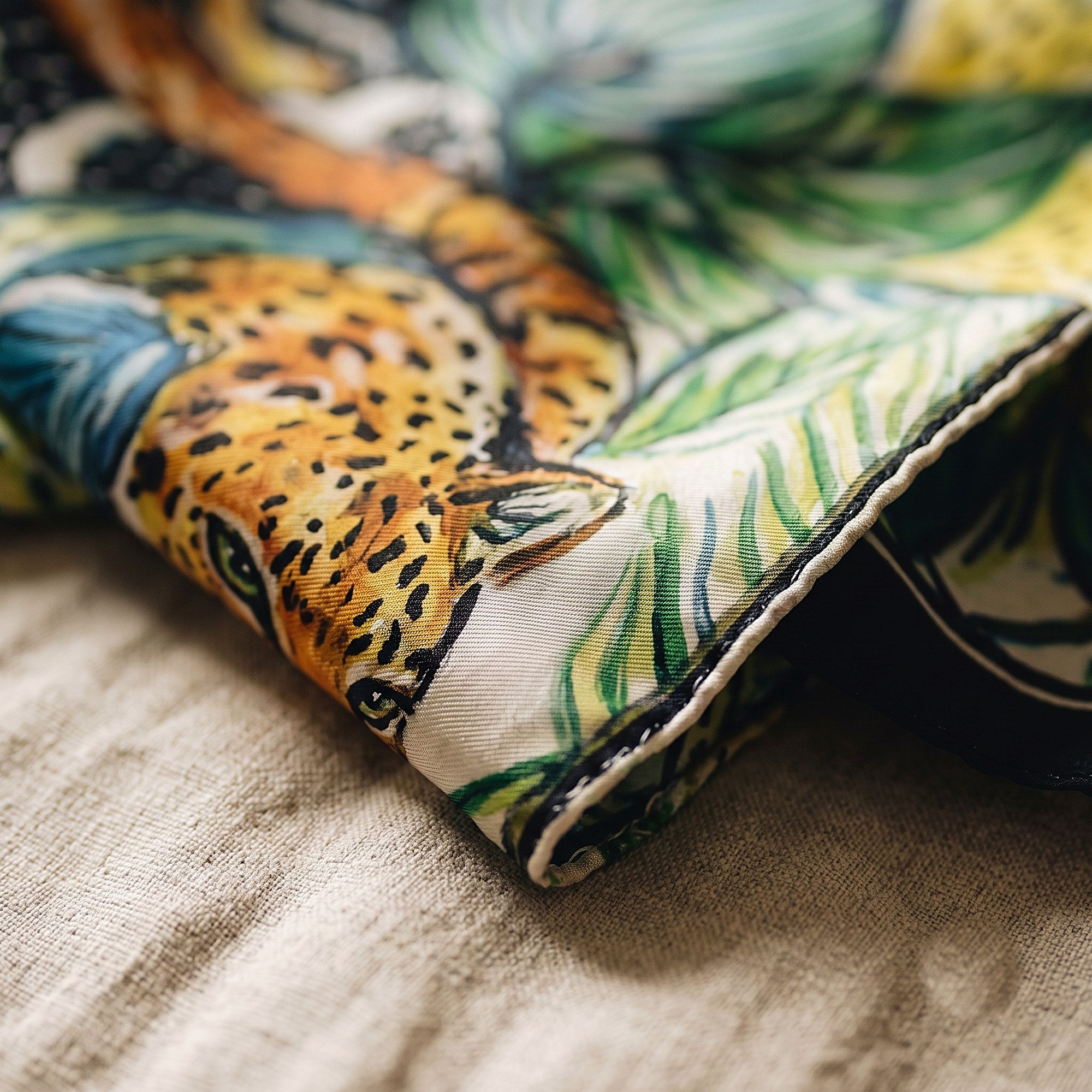 Jungle Leopard Silk Scarf — detail
