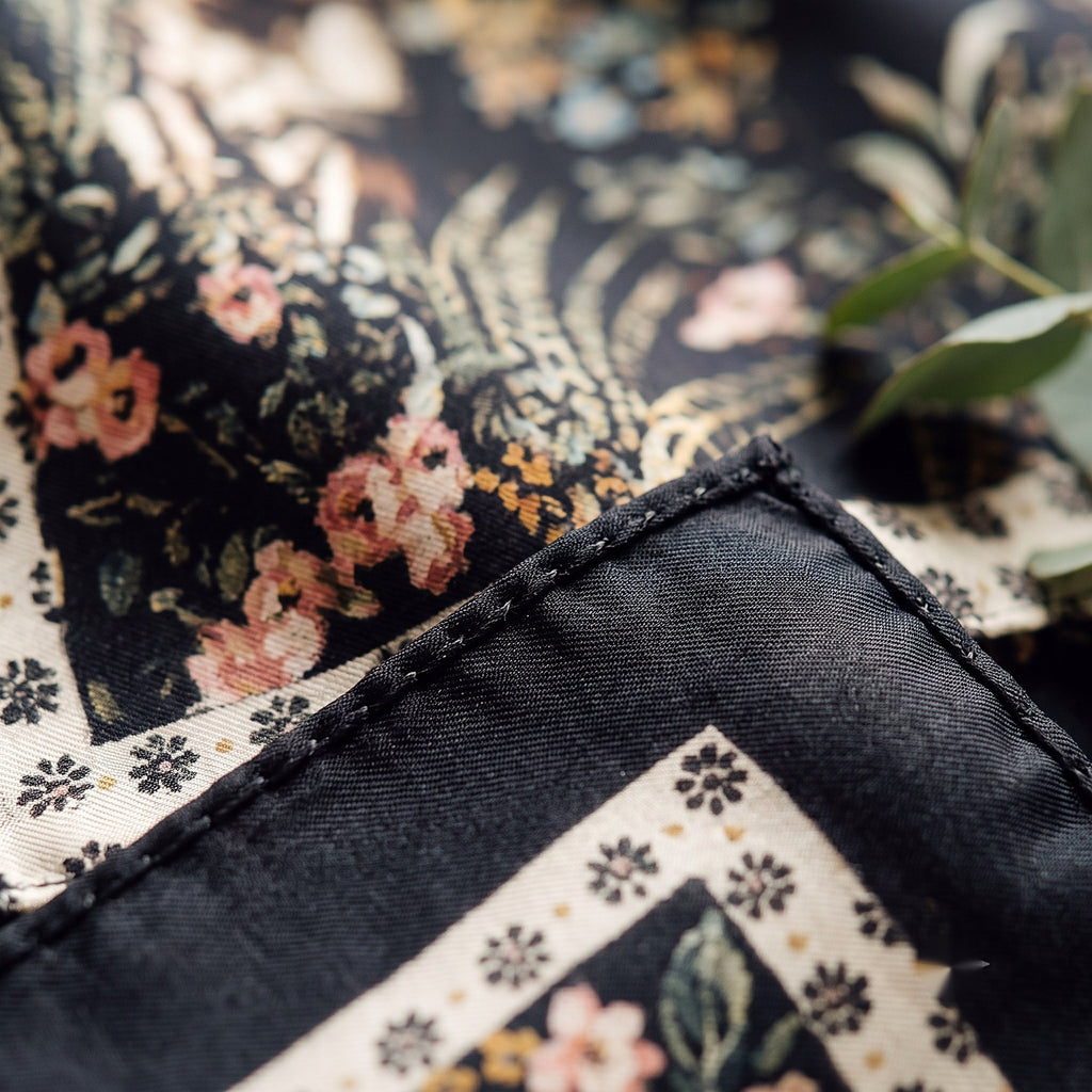 Midnight Botanical Scarf — detail