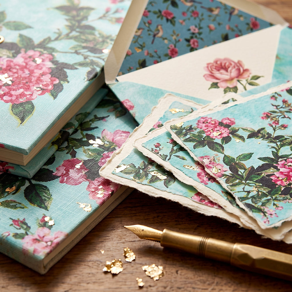 Mint Rose Stationery Set — detail