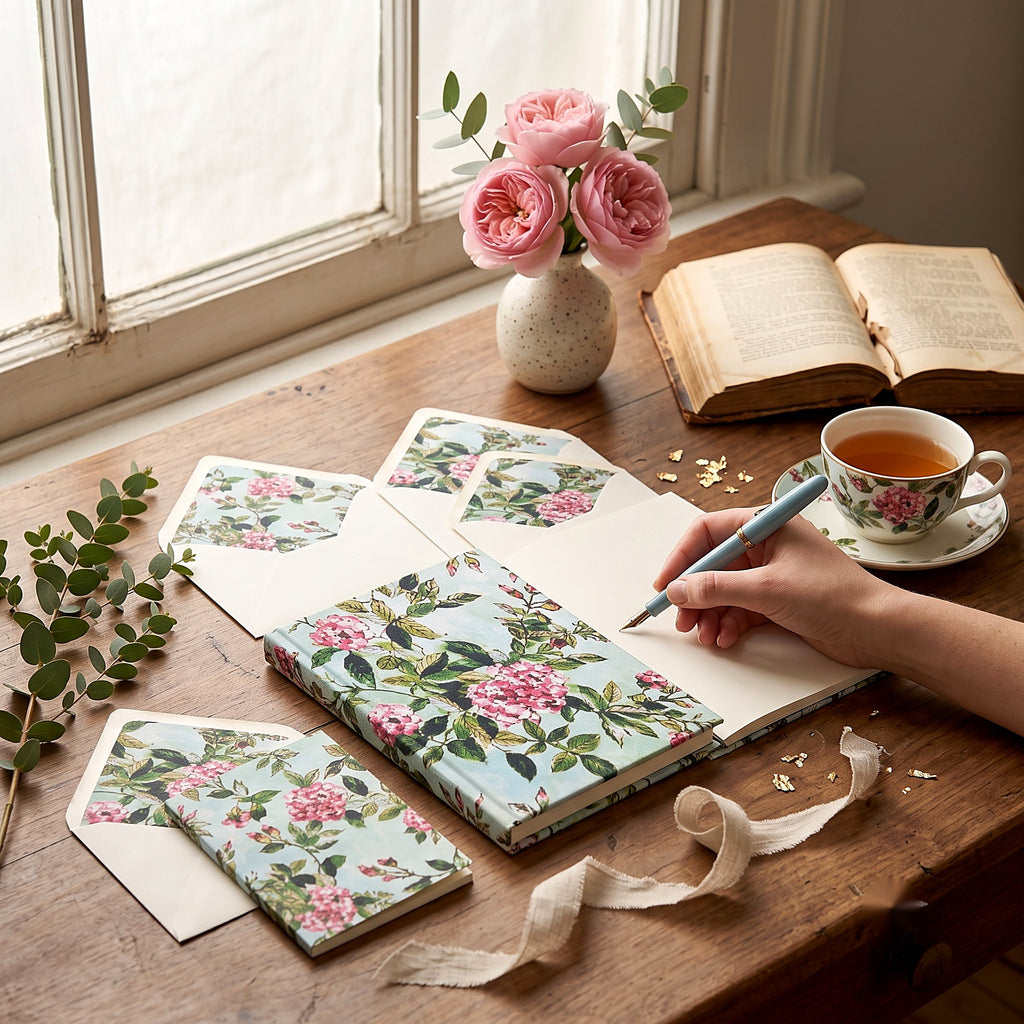 Mint Rose Stationery Set — lifestyle
