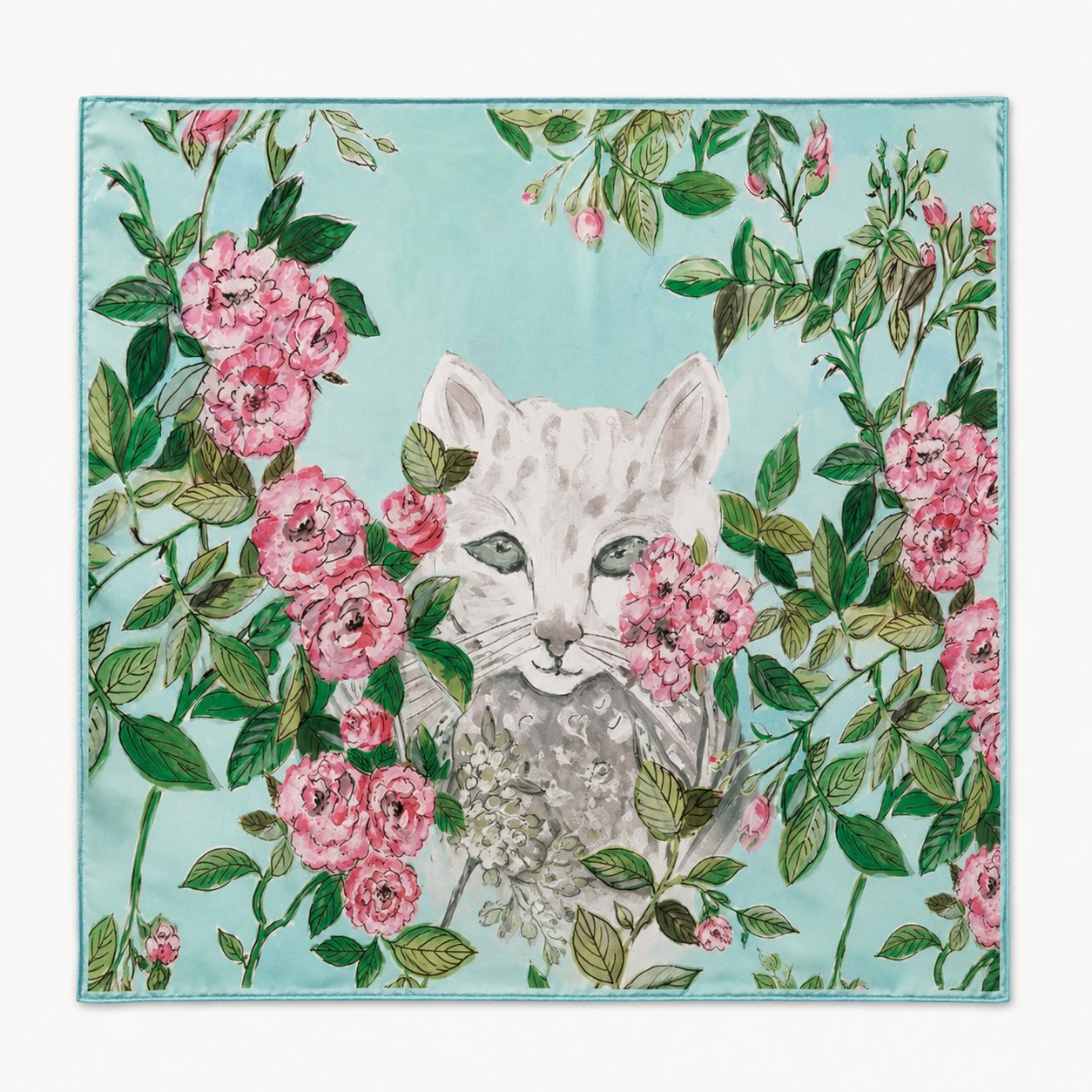 Rosewood Cat Silk Scarf