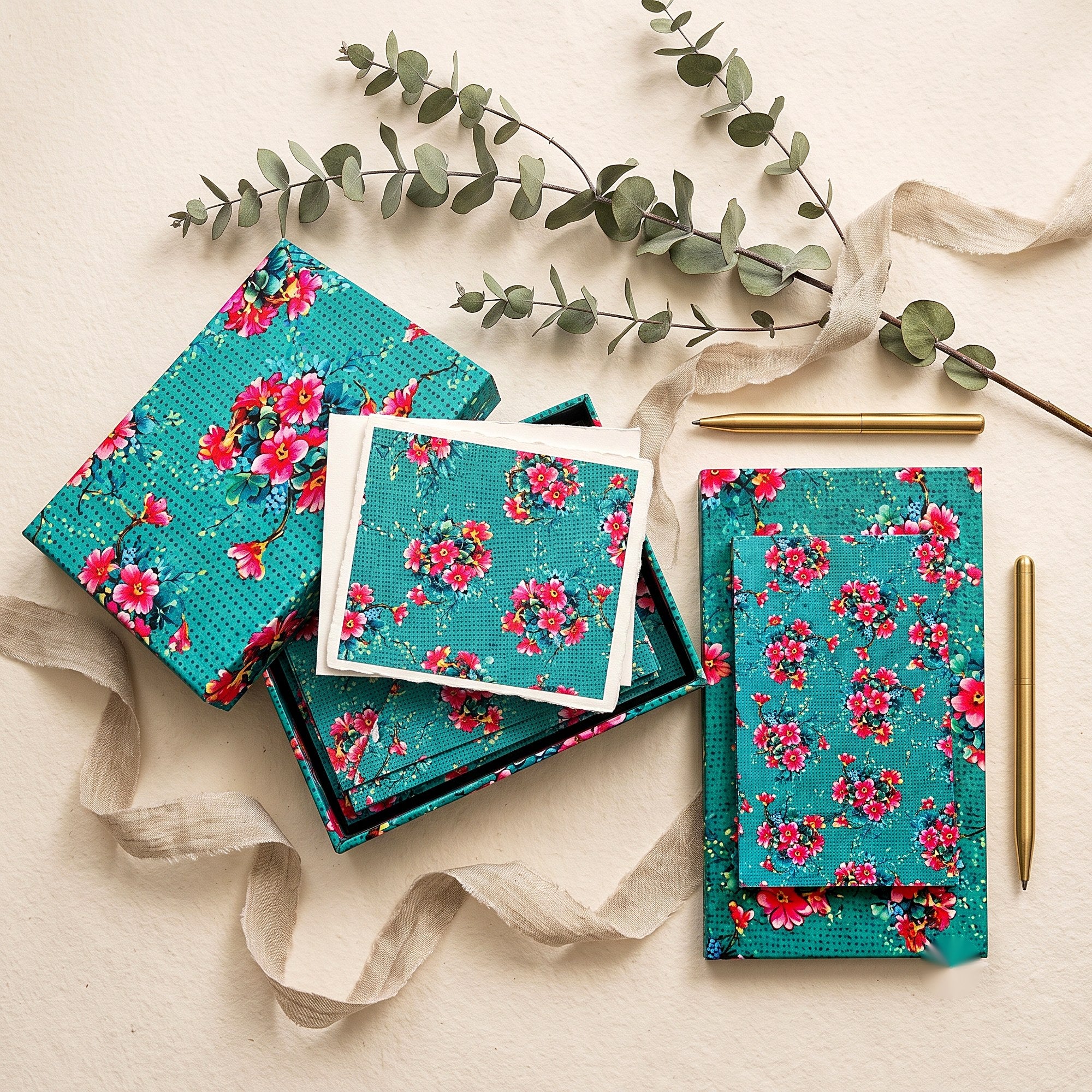 Teal Rose Stationery Set — catalogue