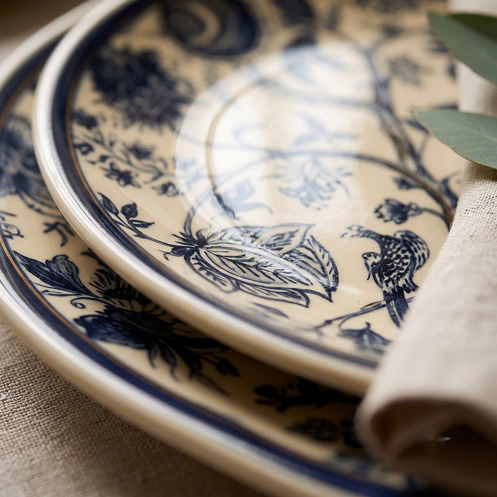 Toile Botanical Dinner Plate Set — detail