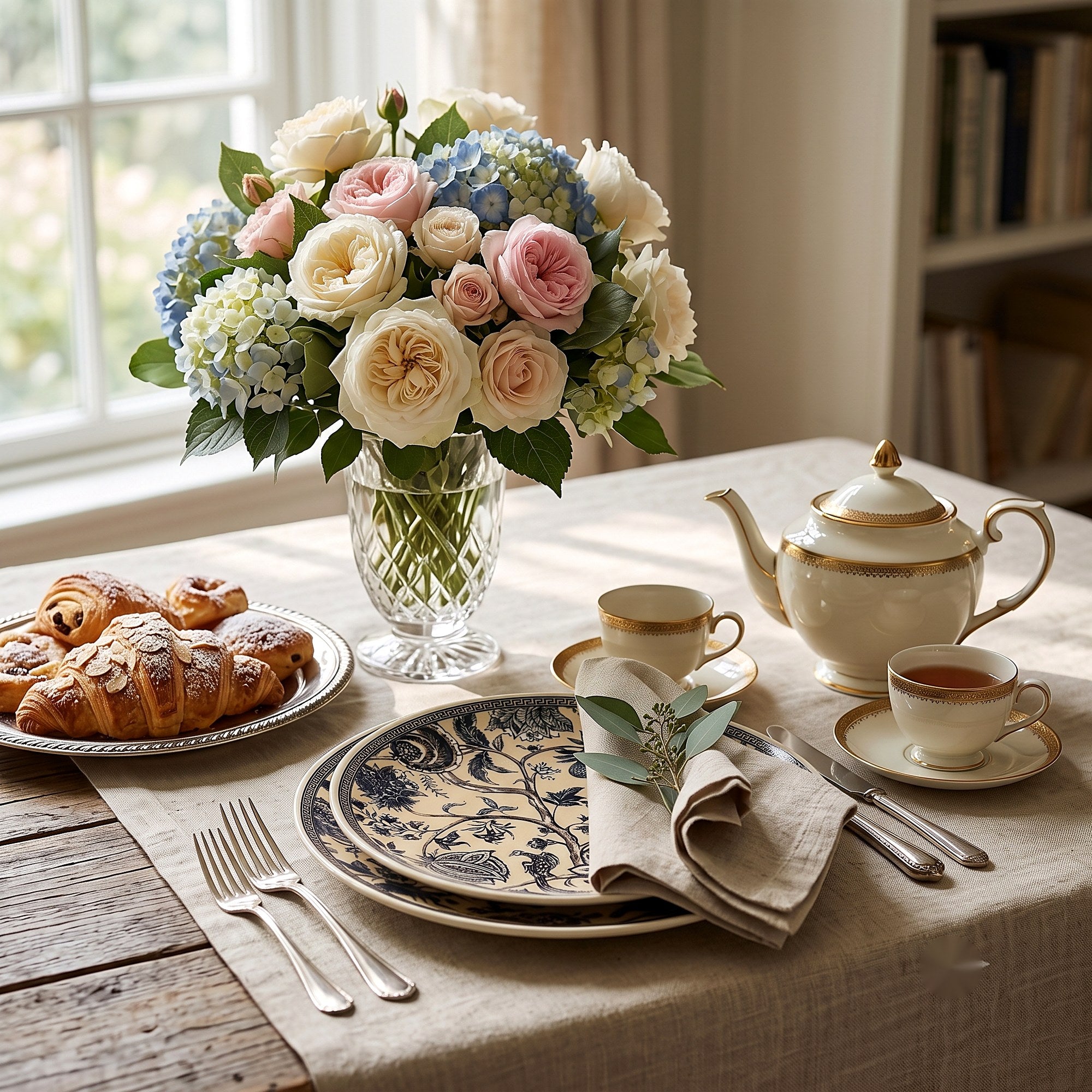 Toile Botanical Dinner Plate Set — lifestyle