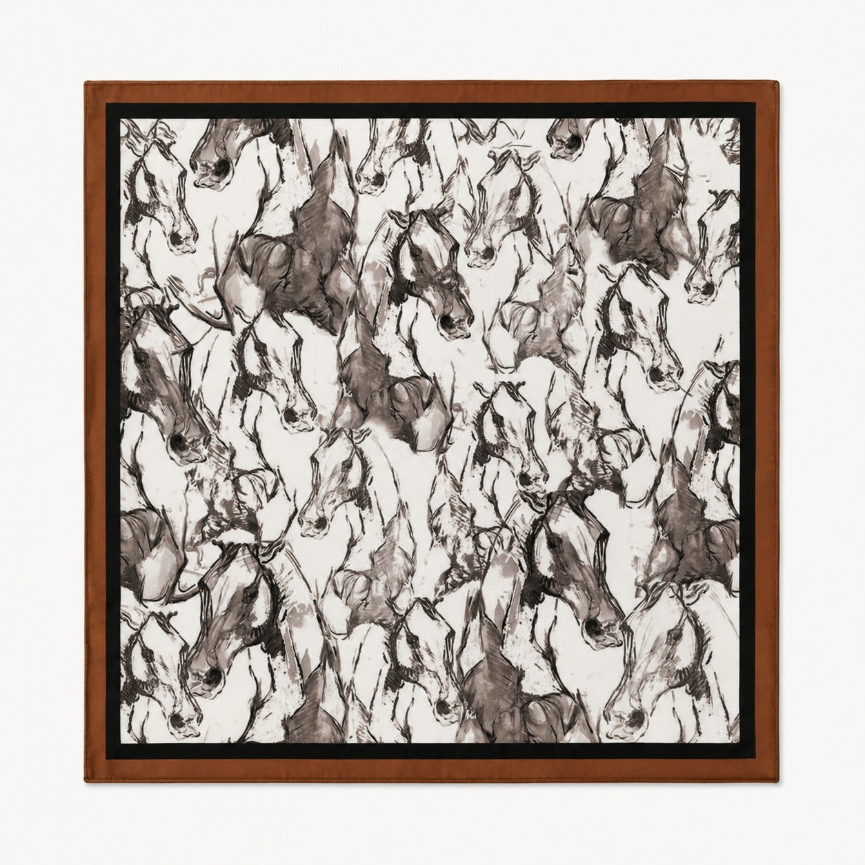 Wild Horses Men's Silk Scarf — flat lay of the hand-painted silk print